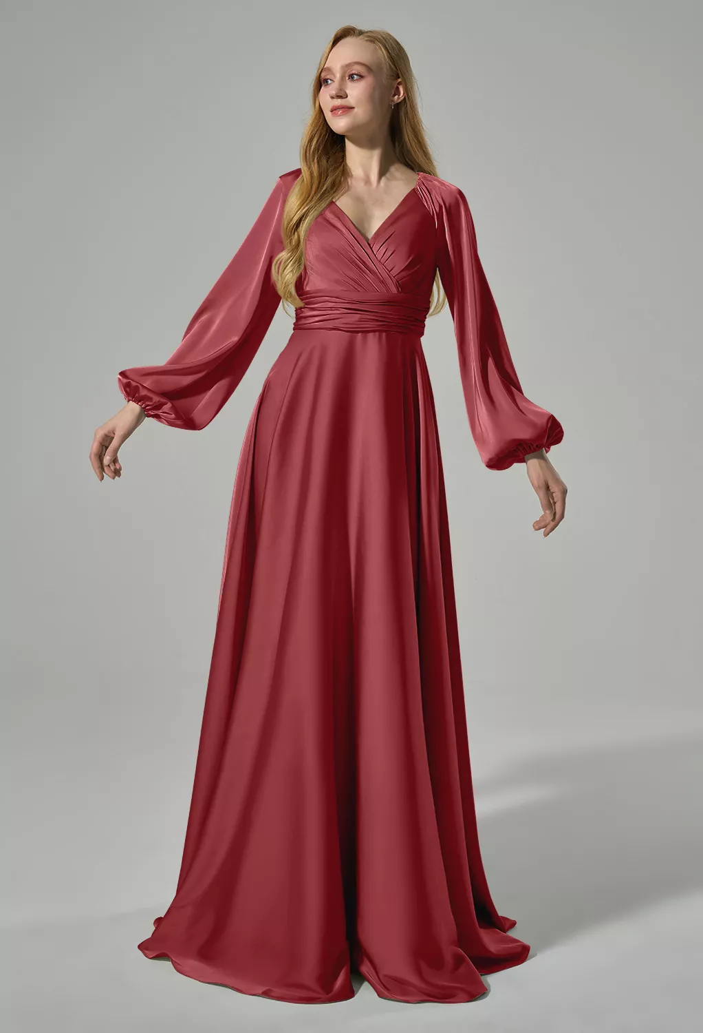 AW Clementina Burgundy  Long Bridesmaid Dresses